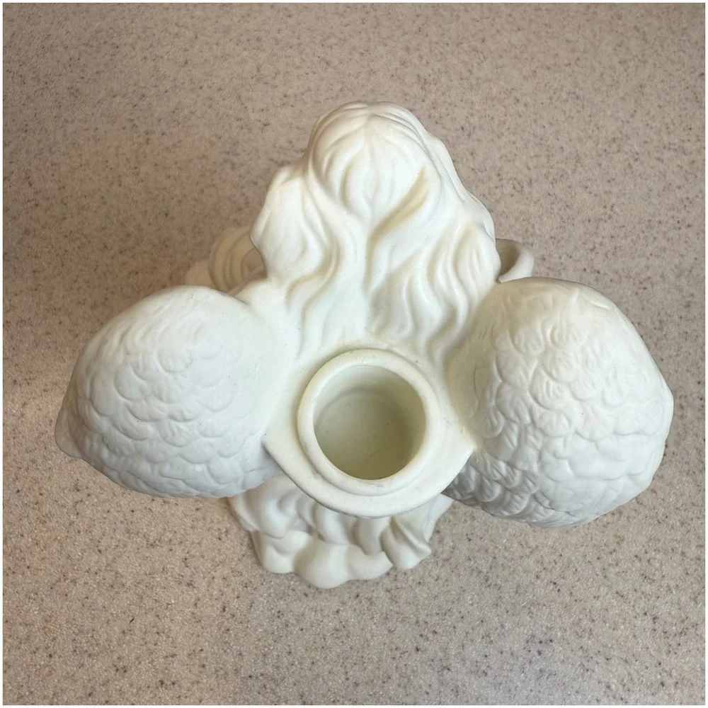 VTG PartyLite White Bisque Angel with Cherubs Taper Candle Holder Figurine P0434
